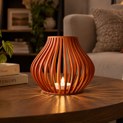 Flow Lantern | Ribbed LED Tealight Holder