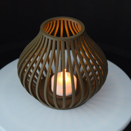 Flow Lantern | Ribbed LED Tealight Holder
