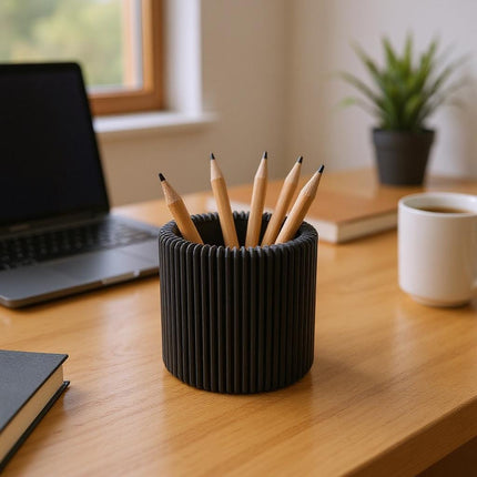 Modern Design Ribbed Pencil and Pen Holder